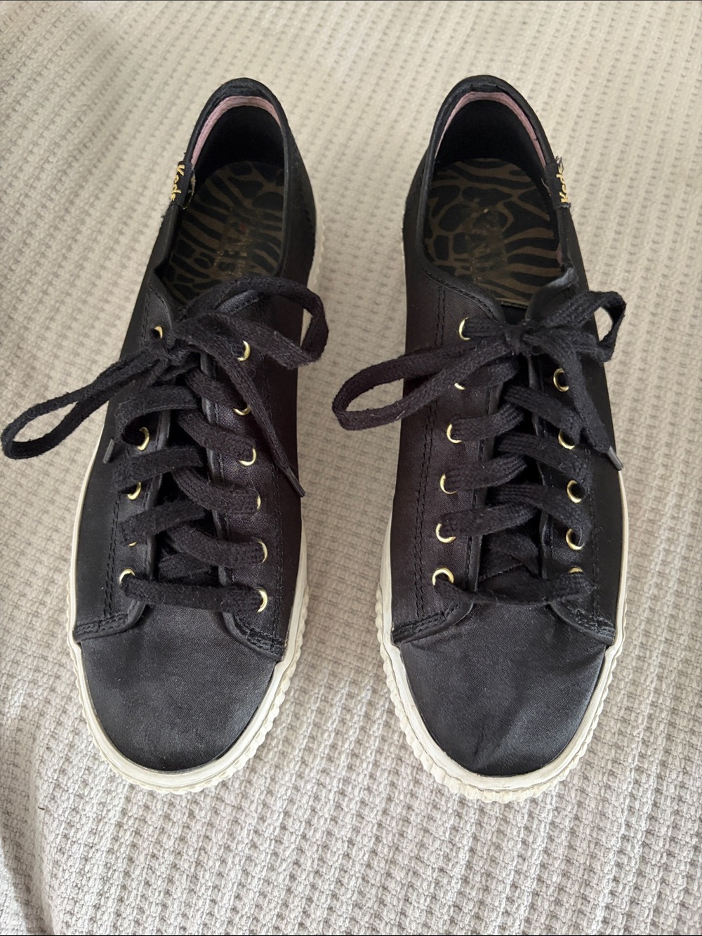 Keds Women's Black Lace-Up Silky Casual Sneakers